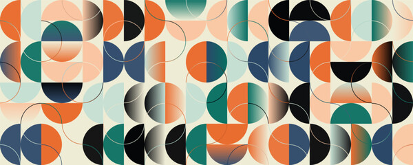 Aufkleber - Mid-Century Inspired Graphic Pattern Art Made With Abstract Vector Geometric Shapes and Elements