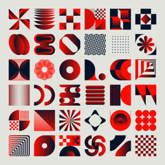 Fototapete - Logo Modernism Aesthetics Vector Abstract Shapes Collection Made With Minimalist Geometric Forms And Figures