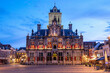 City Hall of Delft at twilight