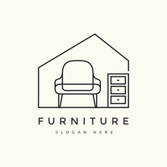 furniture house interior line logo design vector graphic