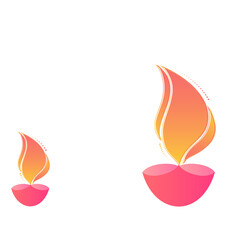 Sticker - Happy Diwali Card and Poster Design with Lit Two Oil Lamps (Diya) on Background.