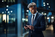© Golden House Images - Businessman using smart phone at the Airport