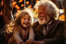 Radiant Grandparents Play Lovingly With Grandchildren In Park., Generative IA