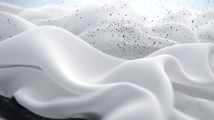 Wall Mural - Close-up of white cloth with dirt particles flying off it. Creative concept for advertising bleach and detergent for clothes. 3d render illustration style. 