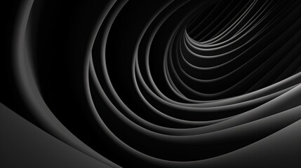 Poster -  a black and white photo of a curved object with a black background.  generative ai