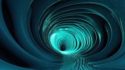 Poster -  a tunnel of blue water with a person walking through it.  generative ai