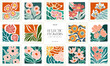 © KozyPlace - Floral abstract elements. Botanical composition. Modern trendy Matisse minimal style. Floral poster, invite. Vector arrangements for greeting card or invitation design