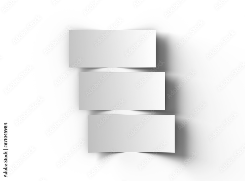Blank 4x9 Rack Card Sized Flyers to present your design. 3d render on a ...