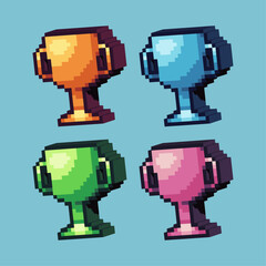 Poster - Isometric Pixel art 3d of crown for items asset.Golden crown on pixelated style.8bits perfect for game asset or design asset element for your game design asset.