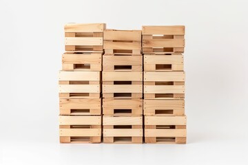 Empty wooden wood crate box on white background