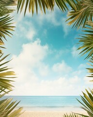 Summer background with frame nature of tropical