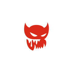 Sticker - Red monster silhouette logo design.