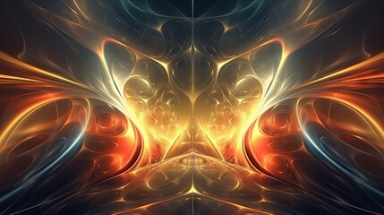 Poster -  a computer generated image of an abstract design with a yellow and blue background.  generative ai