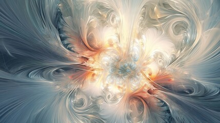 Poster -  a computer generated image of a blue and white flower design.  generative ai