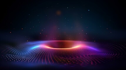 Abstract background with dynamic particles, circular grid pattern 