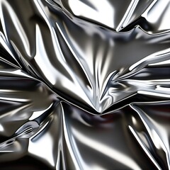 Poster - Shimmering metallic silver folds creating a luxurious abstract background.
