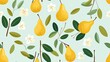 seamless pattern with cute pears with leaves,a simple design for baby room decor and nursery decoration.cartoon fruits illustrations for nursery decor.	
