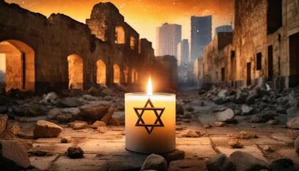 Wall Mural - A candle for peace from the war in the Gaza Strip