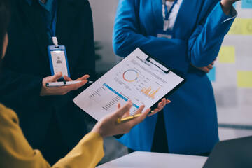 Fototapete - Creative business team technology and office concept boss talking to business team