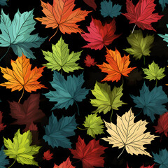 Wall Mural - seamless pattern of colorful maple leaves, for fabric design 