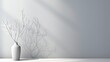  a white vase with a branch in it on a table.  generative ai