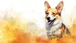  a painting of a corgi dog in a watercolor style.  generative ai