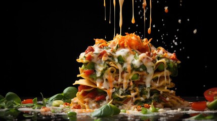 Wall Mural -  a pile of food that is on top of a table.  generative ai