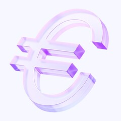 Poster - euro icon with colorful gradient. 3d rendering illustration for graphic design, ui ux design, presentation or background . shape with glass effect