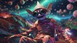 A quirky alien cartoon character rocks stylish sunglasses as they journey through the unknown world of ufos and extraterrestrial monsters in this wild and imaginative anime-inspired animation