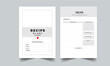 Recipe Blank Page Collection of recipe card with cover page design templates. Printable recipe card template. Recipe planner template
