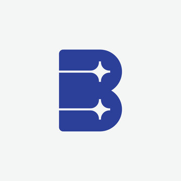 creative letter B with star spark logo design template