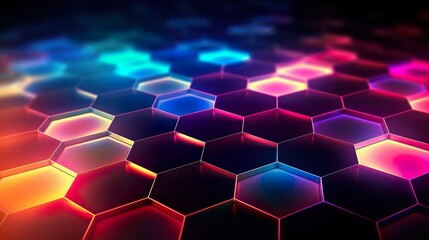 Wall Mural - Abstract background with hexagons made with Ai generative technology