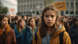 Giovane ragazza durante una manifestazione contro il cambiamento climatico