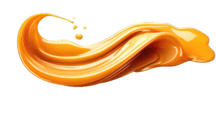 Wall Mural - Pouring melted caramel dripping isolated on white background.