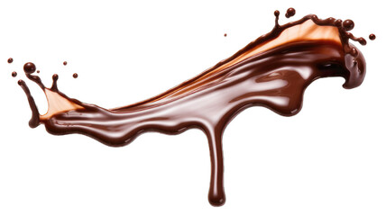 Wall Mural - Pouring chocolate dripping white background.
