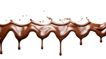 Wall Mural - Pouring chocolate dripping white background.