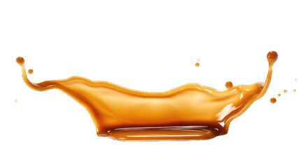 Wall Mural - Melted caramel, delicious caramel sauce or maple syrup swirl isolated on white background.