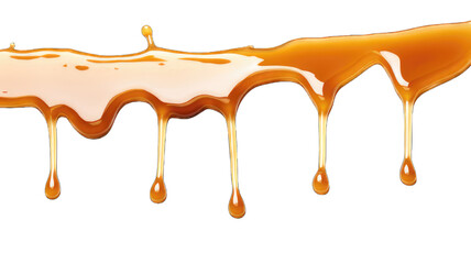 Wall Mural - Melted caramel, delicious caramel sauce or maple syrup swirl isolated on white background.