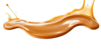 Wall Mural - Melted caramel, delicious caramel sauce or maple syrup swirl isolated on white background.