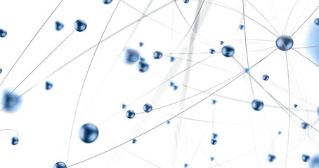 Neural network 3D illustration. Big data and cybersecurity