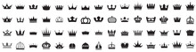 60 Crown Icons. Set Of Black Crown Icons Collection