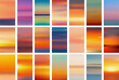 Set of colorful sunset and sunrise sea banners. Abstract blurred textured gradient mesh color backgrounds.