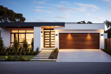 Wall Mural - Exterior front facade of new modern Australian style home, residential architecture