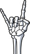 Skeleton showing devil horns metal - rock and roll hand gesture sign vector illustration isolated on white