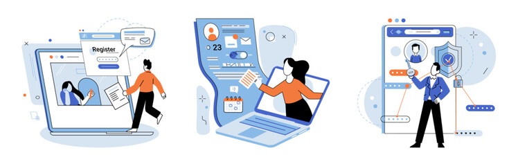 Fototapete - Account login. Vector illustration. Before granting access, system needs to authenticate your identity Authorization is required to authorize specific actions within your account The user interface