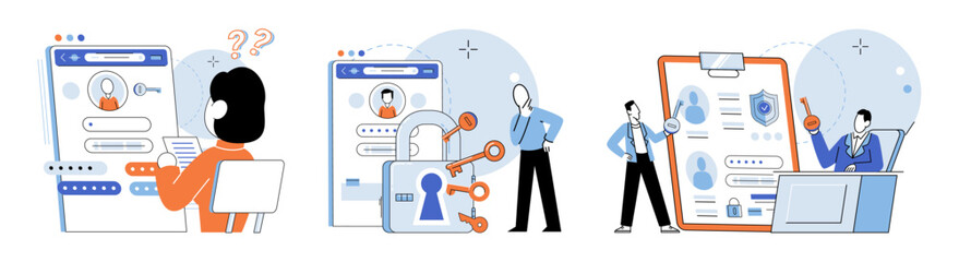 Fototapete - Account login. Vector illustration. Encryption plays vital role in protecting sensitive account information Granting access to authorized users is key aspect account management Privacy measures should