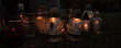 Burning vigil lights in the cemetery