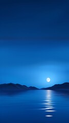 Wall Mural - Night sky with full moon over the sea.