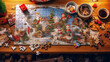 A Christmas-themed jigsaw puzzle with missing pieces.