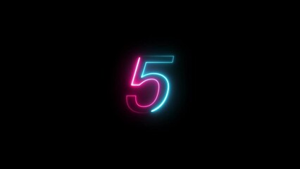 Poster - abstract glowing neon timer number animation background 4k 